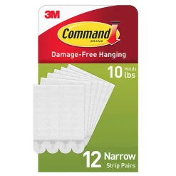 Command Narrow (10lb) Picture Hanging Strips, White, 12 Pairs (24 strips), 1720712ES