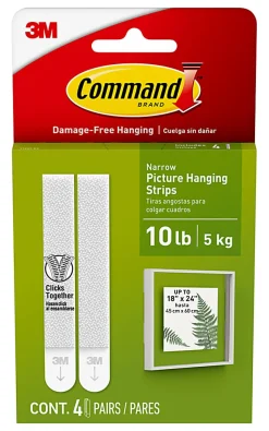 Command Narrow Picture Hanging Strip, 17207