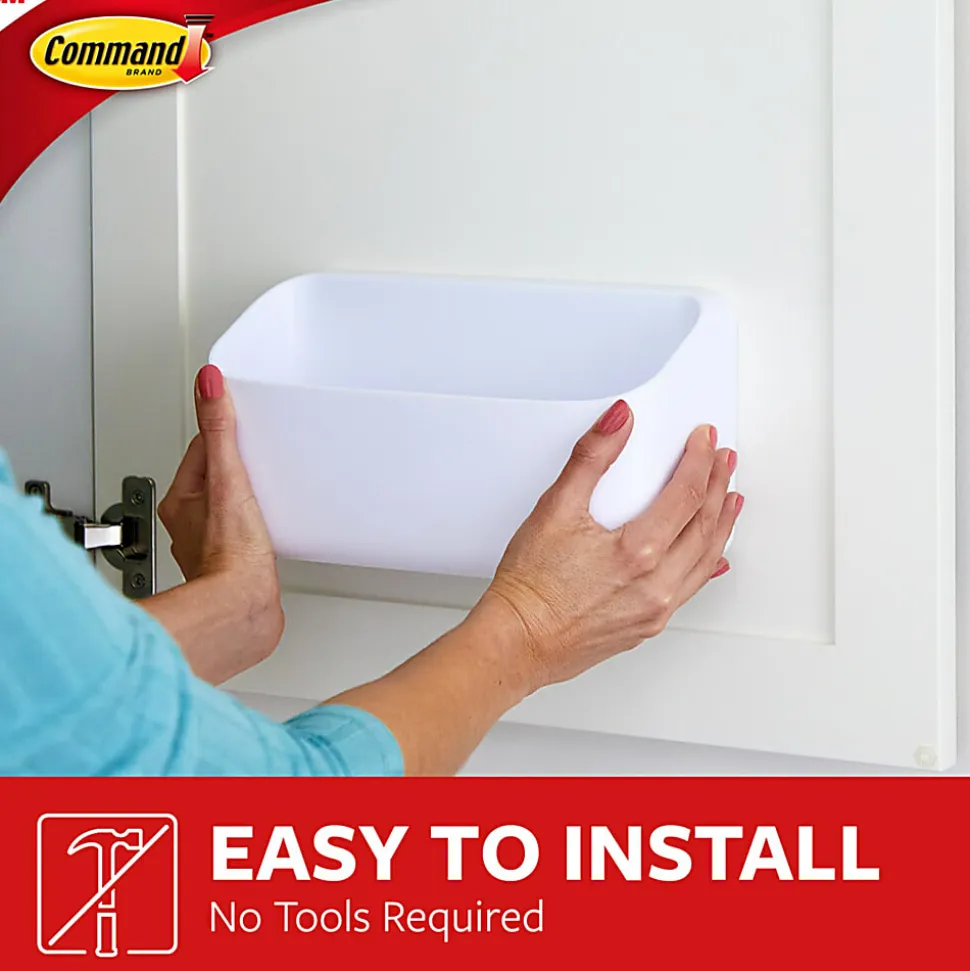 Command Organizing Caddy, 10 lb, White, 1 Caddy basket, 4 Large Strips