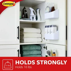 Command Organizing Caddy, 10 lb, White, 1 Caddy basket, 4 Large Strips