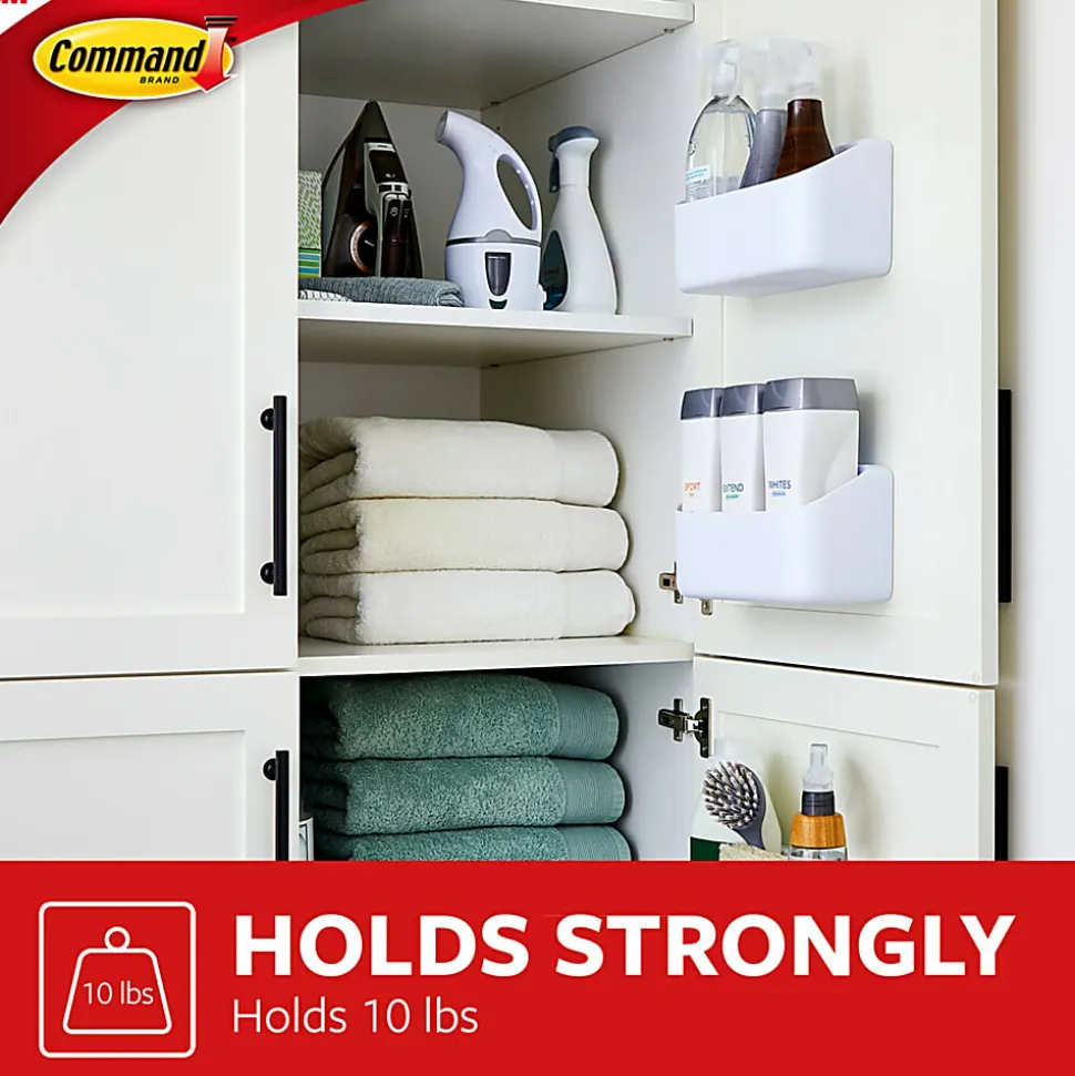 Command Organizing Caddy, 10 lb, White, 1 Caddy basket, 4 Large Strips