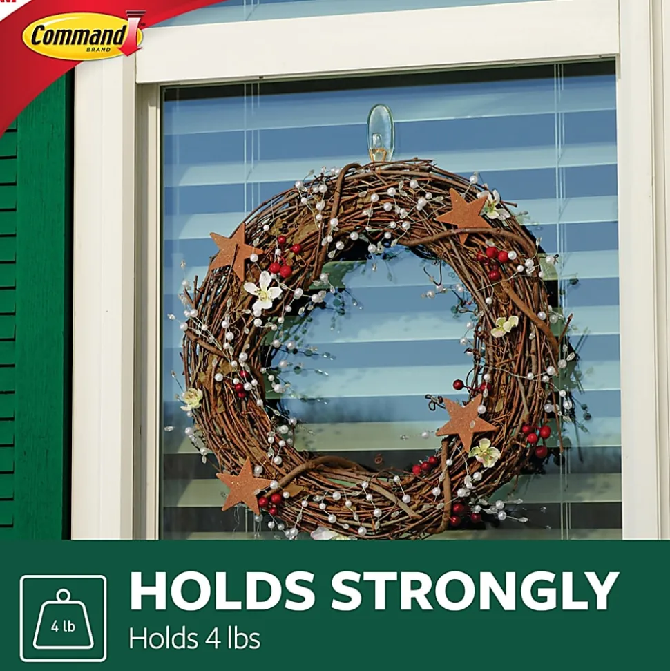Command Outdoor Clear Window Hook, 1 Large Hook, 2 Adhesive Strips, Damage Free Hanging Hooks, Great for Outdoor Use