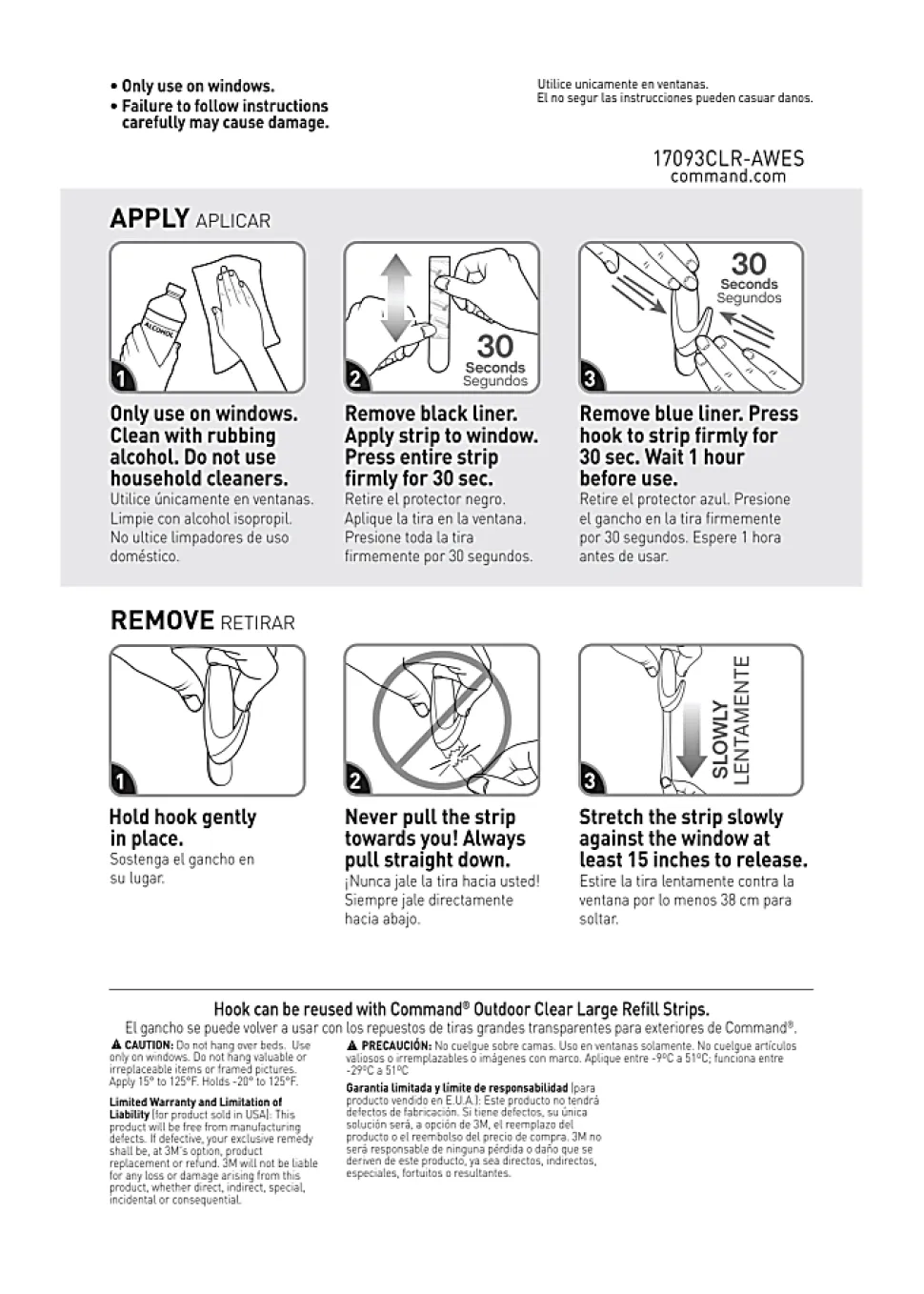 Command Outdoor Clear Window Hook, 1 Large Hook, 2 Adhesive Strips, Damage Free Hanging Hooks, Great for Outdoor Use
