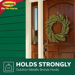 Command Outdoor Metallic Bronze Hook, 1 Medium Hook, 2 Adhesive Strips, Damage Free Hanging Hooks, Great for Outdoor Use