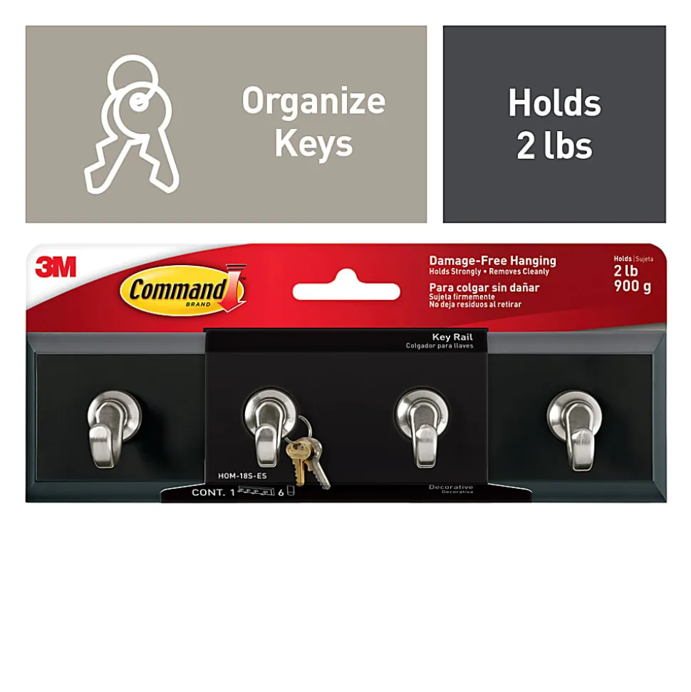 Command Slate Key Rail, 2 lb, 1 Slate Key Rail, 6 Small Strips