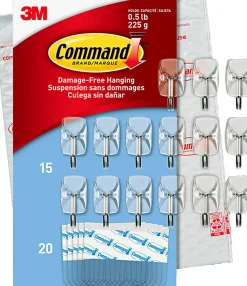 Command® Small Wire Hooks, 15 Hooks, 20 Clear Adhesive Strips, Damage Free Hanging Picture Hangers, No Tools Wall Hanging Strips For Living Spaces