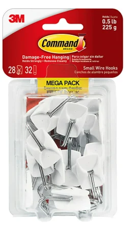 Command 28 Small Wire Toggle Hooks and 32 Command Strips, Damage Free Hanging Hooks Wall Hangers for Hanging Home Decor, Holds up to 0.5 lb