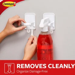 Command Spray Bottle Hangers, 2 Bottle Hangers, 4 White Adhesive Strips, Damage Free Hanging Picture Hangers, No Tools Wall Hanging Strips