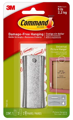 Command Sticky Nail Sawtooth Hanger, 1 Hook, 2 Large, 4 Mini White Adhesive Strips, Damage Free Hanging Picture Hangers, No Tools Wall Hanging Strips