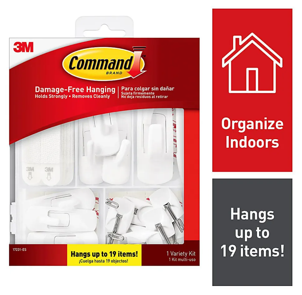 Command Variety Pack, Utility and Wire Hooks, Picture Hanging Strips, 1 Command Kit (54-Pieces), Damage Free Hanging of Dorm Décor