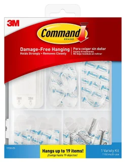 Command Variety Pack, Wire and Wall Hooks, Picture Hanging Strips, 1 Command Kit (53-Pieces), Damage Free, Use to Hang Dorm Decorations, Clear