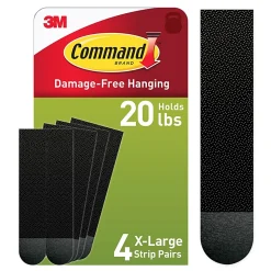 Command X-Large (20lb) Picture Hanging Strips, Black, 4 Pairs (8 strips), 17217BLKES