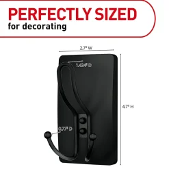 Command® X-Large Triple Hook, 1 Hook, 3 Black Adhesive Strips, Damage Free Hanging Picture Hangers, No Tools Wall Hanging Strips For Living Spaces