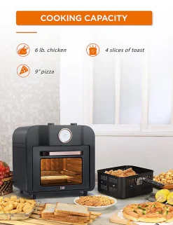 Commercial Chef Air Fryer Multi-Oven, 17 Qt, 14-9/16”H x 14-3/16”W x 12-5/8”D, Black
