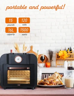 Commercial Chef Air Fryer Multi-Oven, 17 Qt, 14-9/16”H x 14-3/16”W x 12-5/8”D, Black