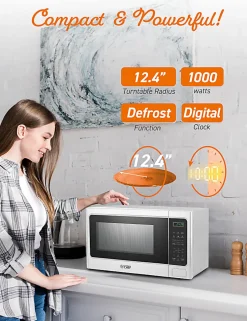 Commercial Chef 1.3 Cu. Ft. Countertop Microwave Oven, White