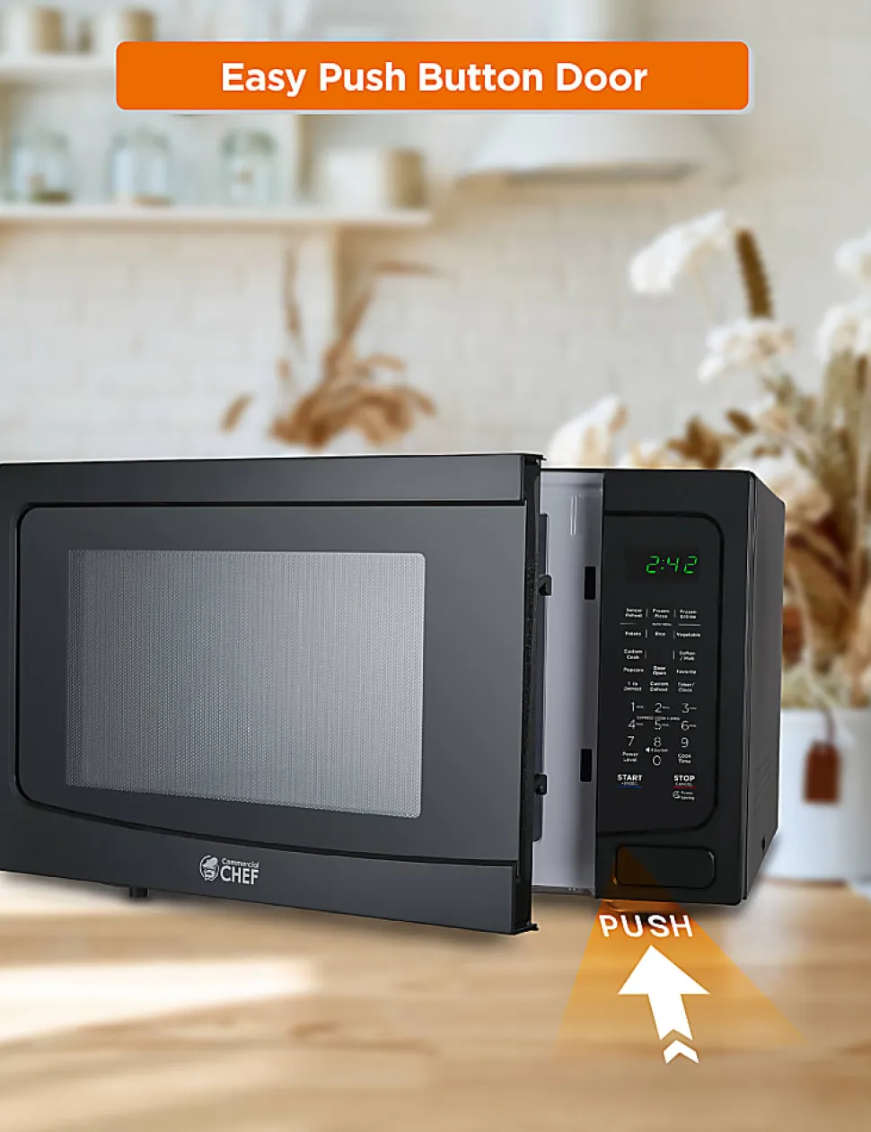 Commercial Chef 1.6 Cu. Ft. Countertop Microwave Oven, Black