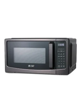 Commercial Chef 1.1 Cu. Ft. Microwave With 10 Power Levels, 11”H x 20”W x 17”D, Black/Silver