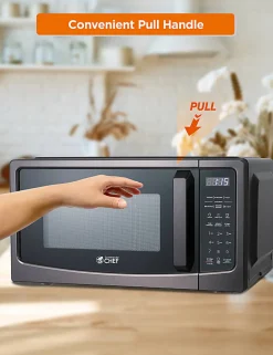 Commercial Chef 1.1 Cu. Ft. Microwave With 10 Power Levels, 11”H x 20”W x 17”D, Black/Silver