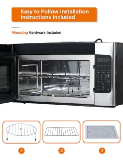 Commercial Chef 1.7 Cu. Ft. Over-The-Range Microwave Oven, 16-15/16”H x 29-13/16”W x 17-5/8”D, Silver