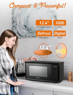 Commercial Chef 1.1 Cu. Ft. 1000W Countertop Microwave Oven, Black