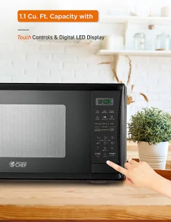 Commercial Chef 1.1 Cu. Ft. 1000W Countertop Microwave Oven, Black
