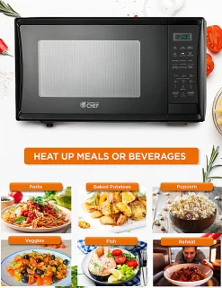 Commercial Chef 1.1 Cu. Ft. 1000W Countertop Microwave Oven, Black
