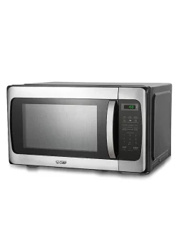 Commercial Chef 1.1 Cu. Ft. 1000W Countertop Microwave Oven, Silver/Black