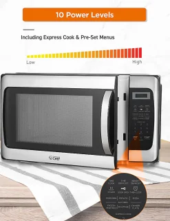 Commercial Chef 1.1 Cu. Ft. 1000W Countertop Microwave Oven, Silver/Black