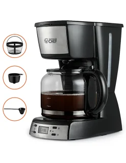 Commercial Chef 12-Cup Digital Programmable Coffee Maker With Nylon Coffee Filter, Black