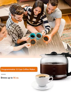Commercial Chef 12-Cup Digital Programmable Coffee Maker With Nylon Coffee Filter, Black