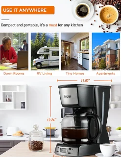 Commercial Chef 12-Cup Digital Programmable Coffee Maker With Nylon Coffee Filter, Black