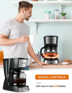 Commercial Chef 12-Cup Digital Programmable Coffee Maker With Nylon Coffee Filter, Black