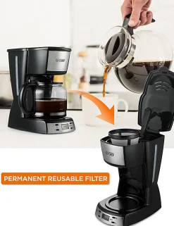 Commercial Chef 12-Cup Digital Programmable Coffee Maker With Nylon Coffee Filter, Black