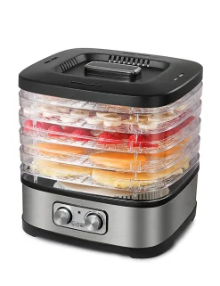 Commercial Chef Food Dehydrator With 5 Adjustable Height Trays, 9-13/16”H x 10-1/4”W x 8-5/16”D, Silver