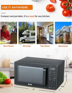 Commercial Chef 5-In-1 Countertop Microwave Air Fryer Combo, 0.9 Cu. Ft., Black