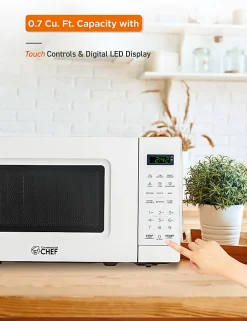 Commercial Chef Small Countertop Microwave With Digital Display, 0.7 Cu Ft, White