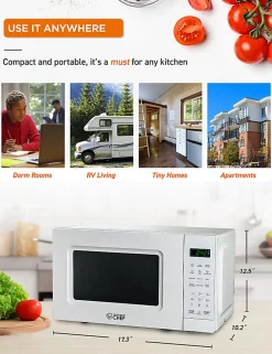 Commercial Chef Small Countertop Microwave With Digital Display, 0.7 Cu Ft, White