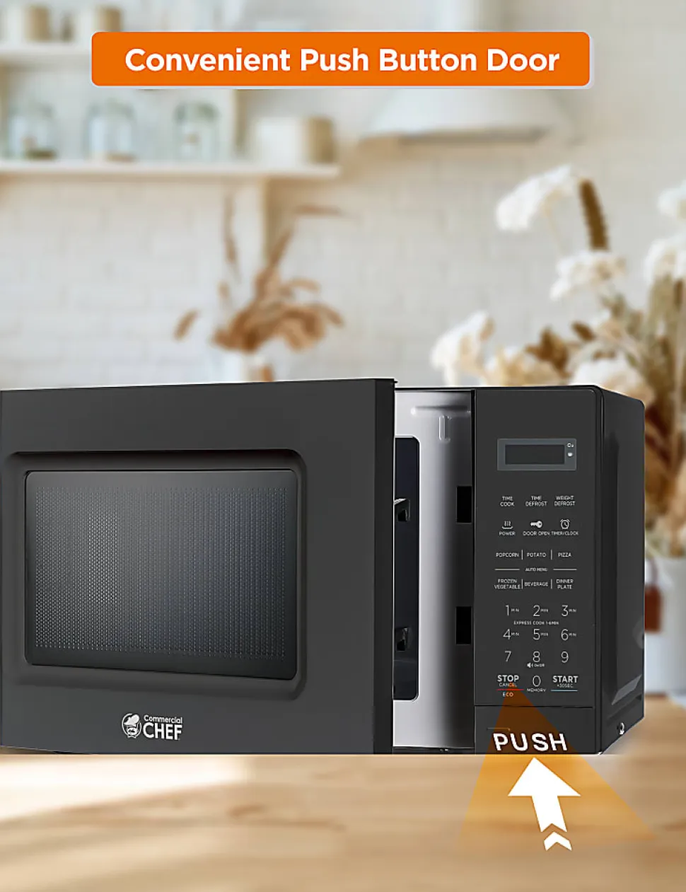 Commercial Chef Small Countertop Microwave With Digital Display, 0.7 Cu. Ft., Black