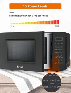 Commercial Chef Small Countertop Microwave With Digital Display, 0.7 Cu. Ft., Black
