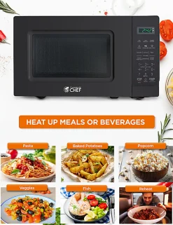 Commercial Chef Small Countertop Microwave With Digital Display, 0.7 Cu. Ft., Black