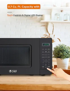 Commercial Chef Small Countertop Microwave With Digital Display, 0.7 Cu. Ft., Black