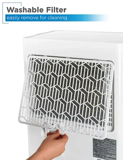 Commercial Cool Dehumidifier With Pump & Adjustable Humidistat, 50 Pint, 24-1/2”H x 15-1/2”W x 11-3/4”D