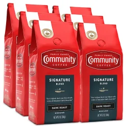 Community Coffee Arabica Ground Coffee, Signature Blend, 12 Oz Per Bag, Carton Of 6 Bags