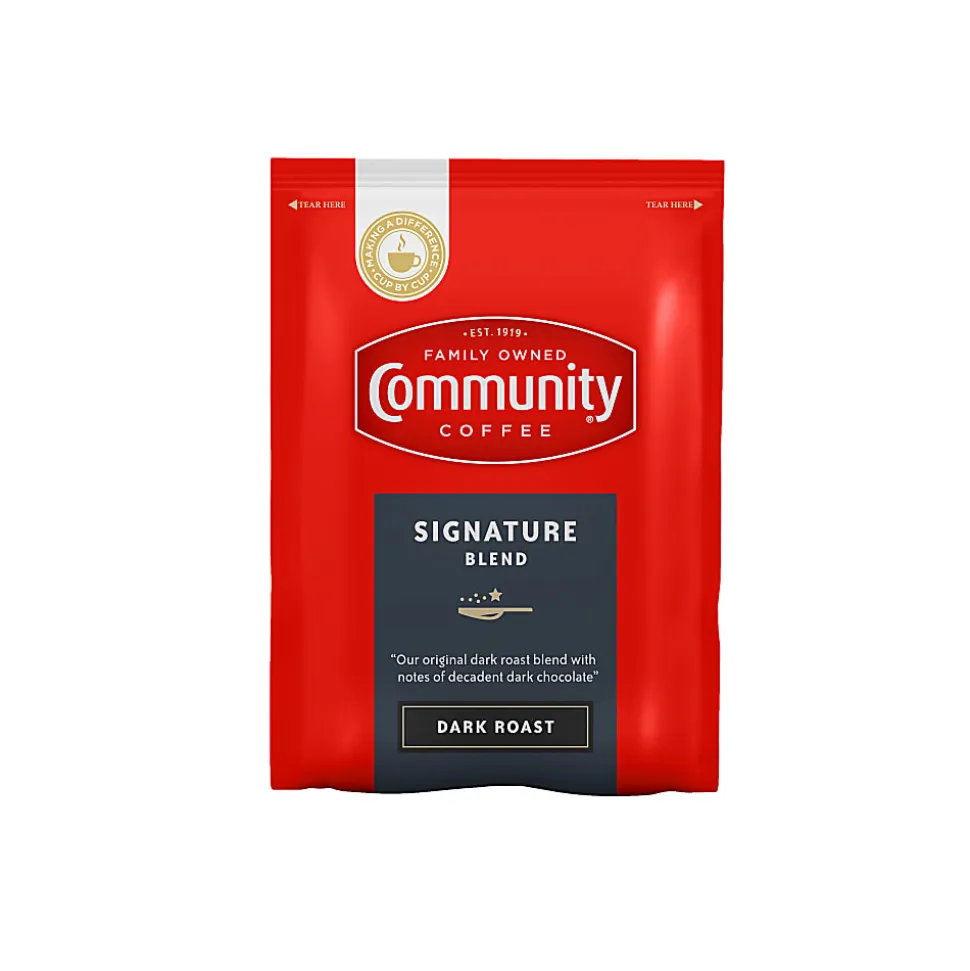 Community Coffee Arabica Single-Serve Coffee Packets, Signature Blend, Carton Of 40