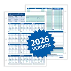 ComplyRight® 2026 Attendance Calendar Kit, 8 1/2" x 11", White, Pack Of 25