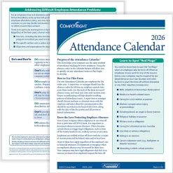 ComplyRight® 2026 Attendance Calendar Cards, 8 1/2" x 11", White, Pack Of 50