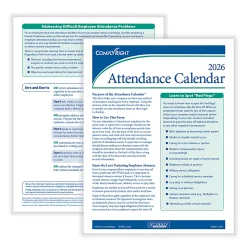ComplyRight® 2026 Attendance Calendar Kit, 8 1/2" x 11", White, Pack Of 50