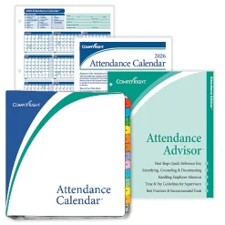 ComplyRight® 2026 Attendance Calendar Kit, 8 1/2" x 11", White, Pack Of 50