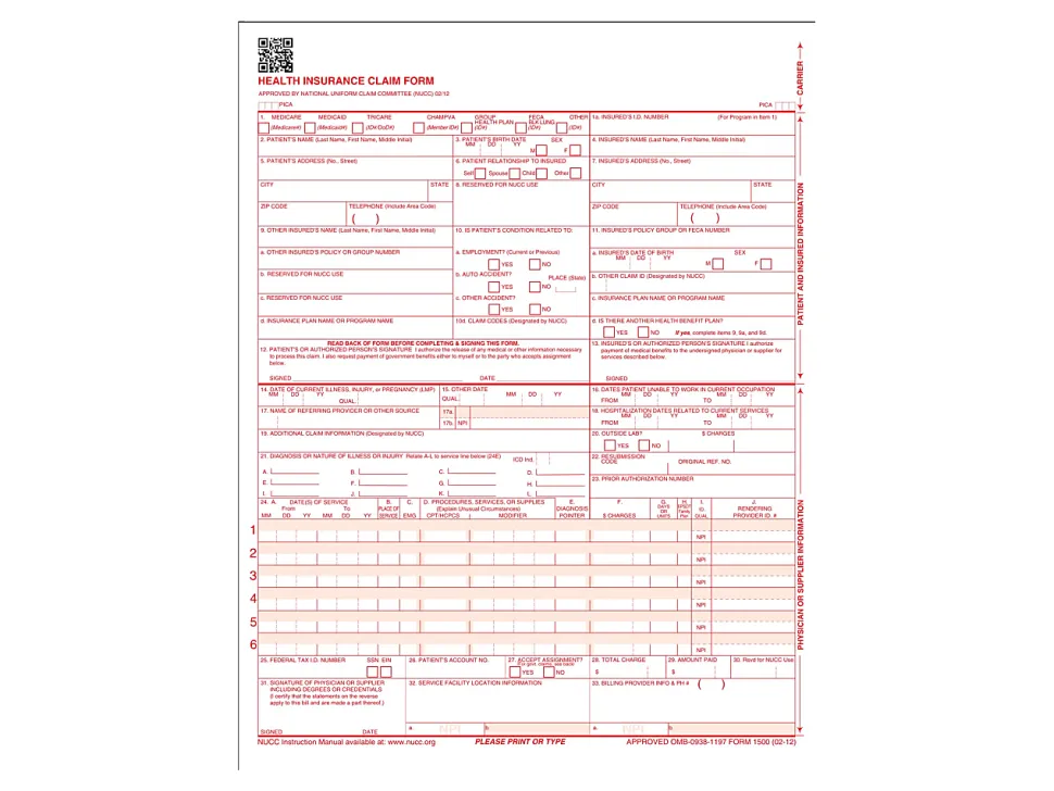 ComplyRight™ CMS-1500 Health Insurance Claim Form (02/12), Laser-Cut Sheet, 8 1/2" x 11", White, Case of 500